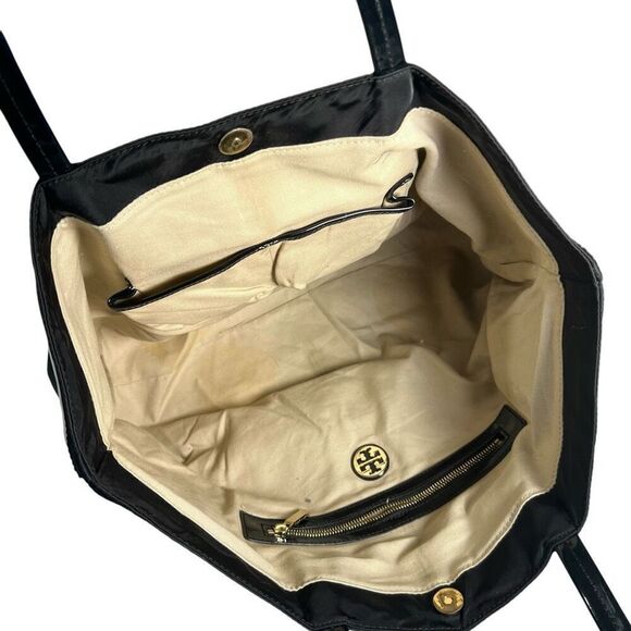 Tory Burch Black Patent Leather & Nylon Ella Tote Bag - Picture 4 of 12